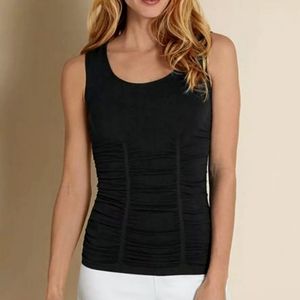 Soft Surroundings Black Ruched Stretchy Tank - Size XL